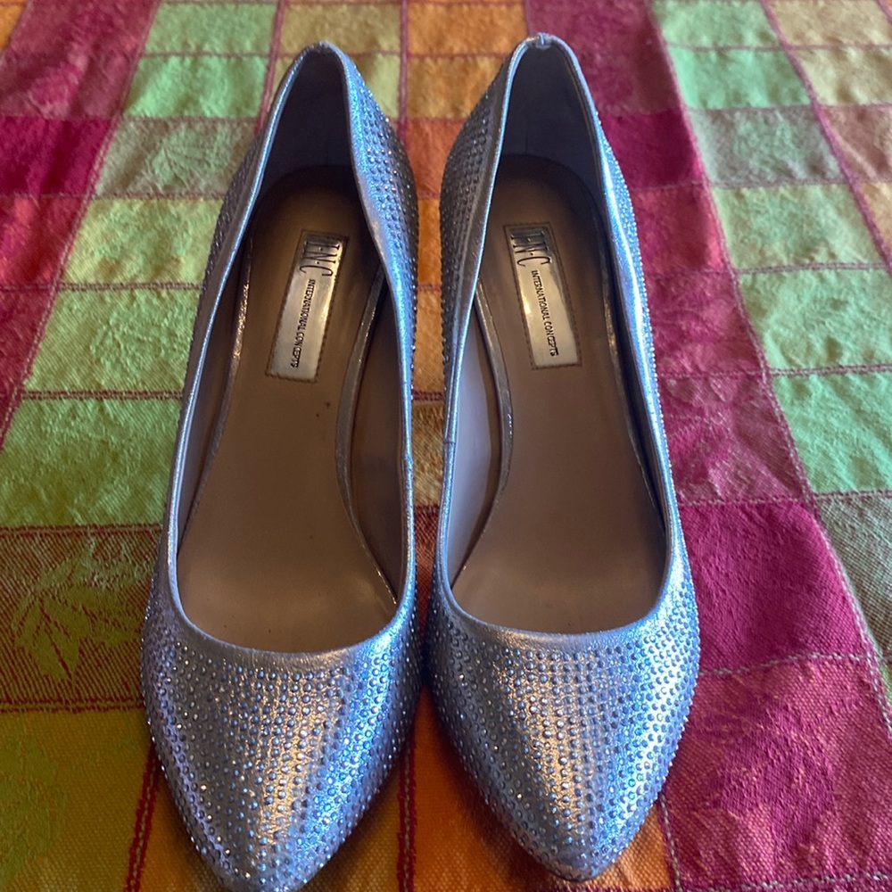 I.N.C International Concepts Zitah Embellished Pointed Toe Pumps Silver 8M